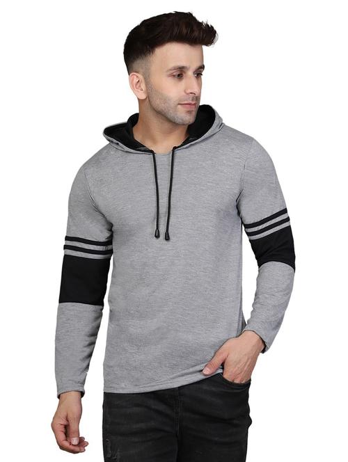 hood neck color block t-shirt - 20020671 - Very Small Image - 1