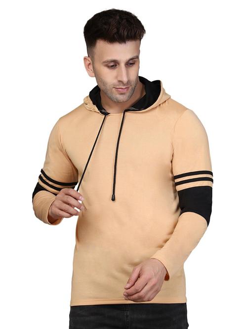 hood neck color block t-shirt - 20020672 - Very Small Image - 1