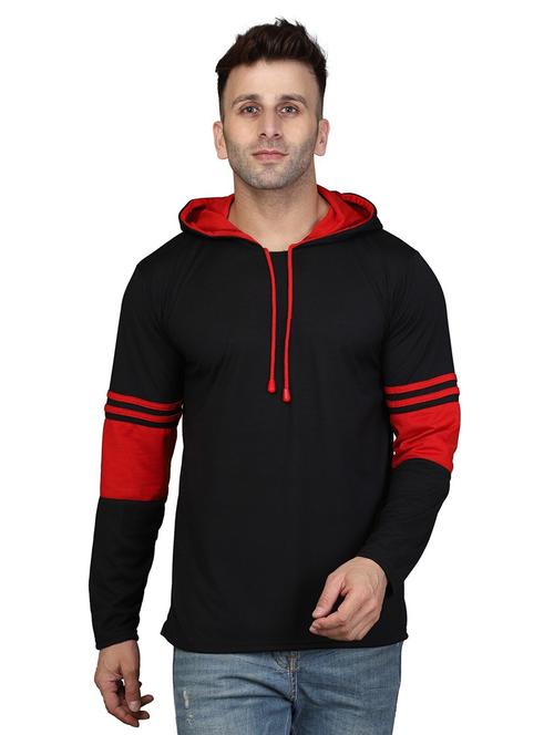 hood neck color block t-shirt - 20020675 - Very Small Image - 1