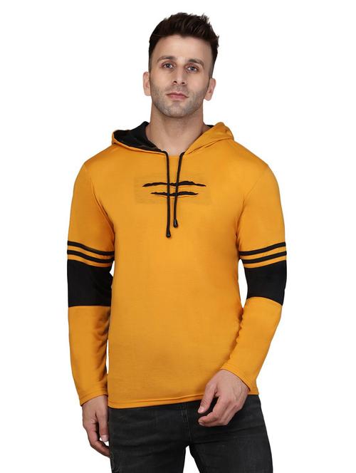 hood neck color block t-shirt - 20020684 - Very Small Image - 1