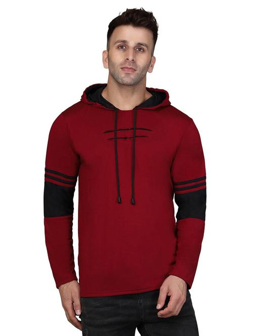 hood neck color block t-shirt - 20020685 - Very Small Image - 1