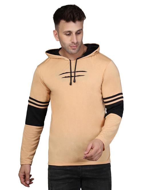hood neck striped cotton t-shirt - 20020687 - Very Small Image - 1