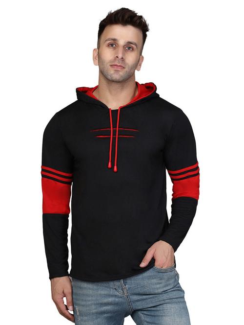 hood neck striped cotton t-shirt - 20020690 - Very Small Image - 1