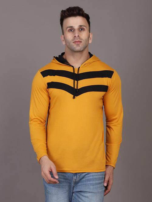 hood neck striped cotton t-shirt - 20020714 - Very Small Image - 1