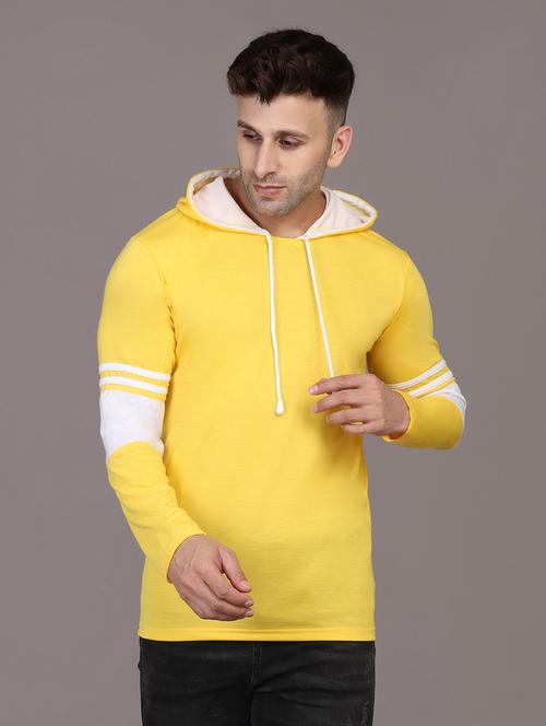 hood neck color block t-shirt - 20020751 - Very Small Image - 1