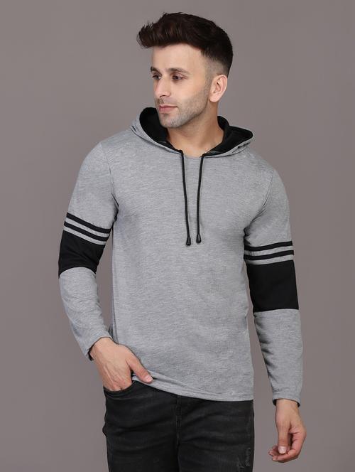 hood neck color block t-shirt - 20020759 - Very Small Image - 1