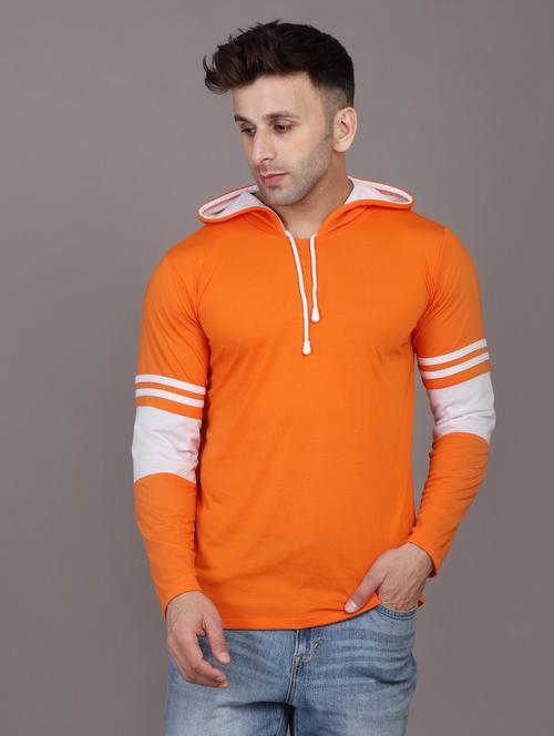 hood neck color block t-shirt - 20020770 - Very Small Image - 1