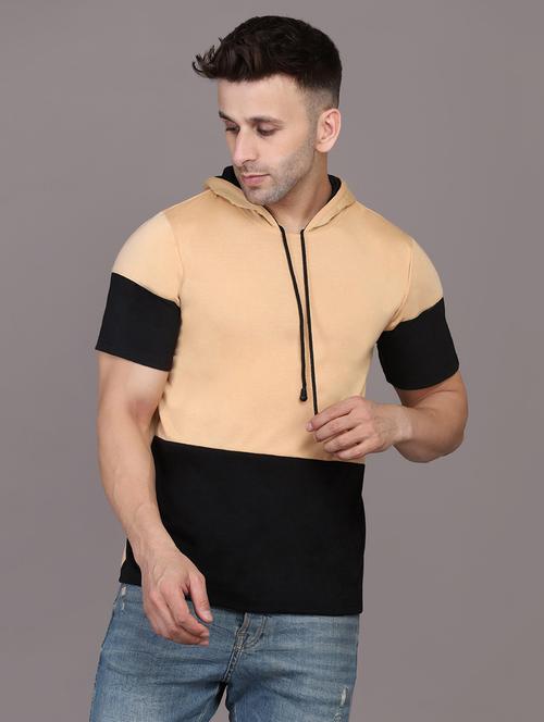 hood neck color block t-shirt - 20020807 - Very Small Image - 1