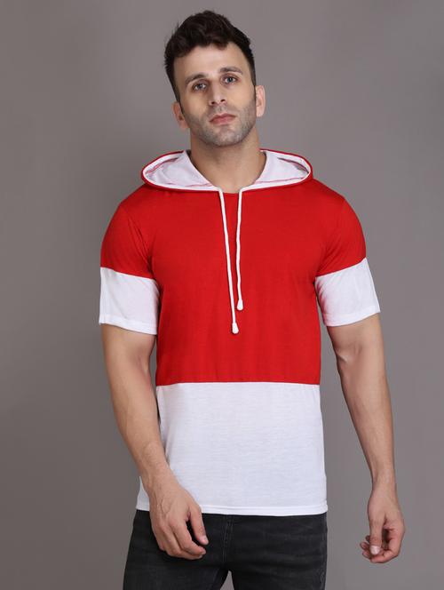 hood neck color block t-shirt - 20020809 - Very Small Image - 1