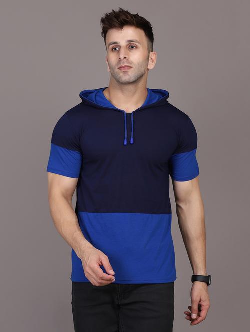 hood neck color block t-shirt - 20020820 - Very Small Image - 1