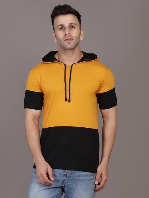 hood neck color block t-shirt - 20020822 - Very Small Image - 1