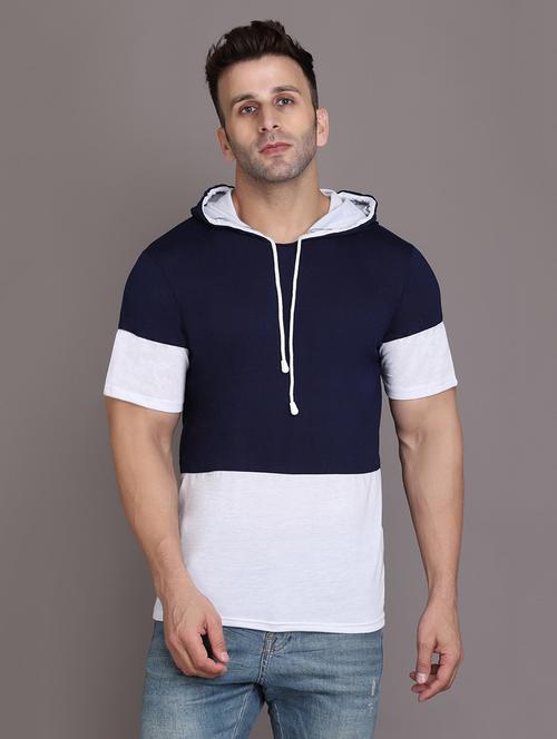 hood neck color block t-shirt - 20020830 - Very Small Image - 1