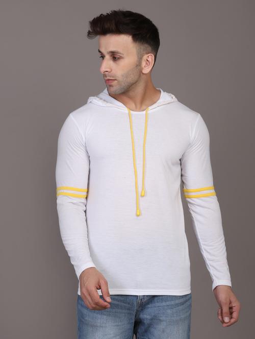 hood neck striped t-shirt - 20020941 - Very Small Image - 1
