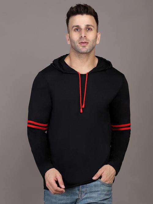 hood neck striped t-shirt - 20020954 - Very Small Image - 1