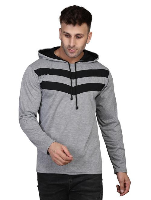 hood neck striped sweatshirt - 20021233 - Very Small Image - 1