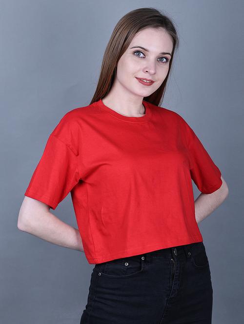 red cotton crop tshirt - 20021504 - Very Small Image - 1