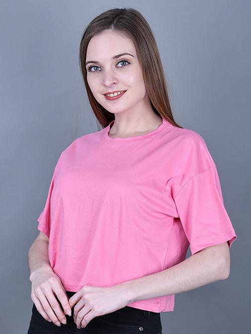 pink cotton crop tshirt - 20021506 - Very Small Image - 1