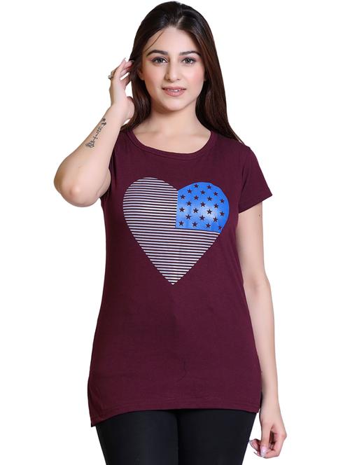 women's chest print round neck t-shirt - 20021592 - Very Small Image - 1