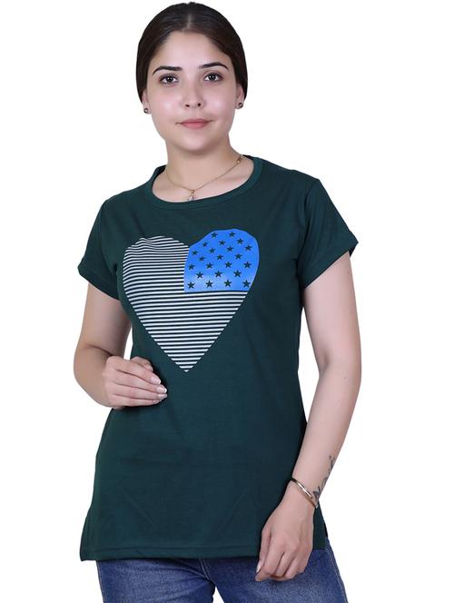 women's chest print round neck t-shirt - 20021595 - Very Small Image - 1