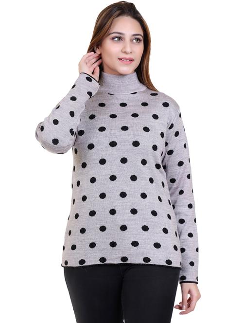 high neck polka dots regular pullover - 20021655 - Very Small Image - 1