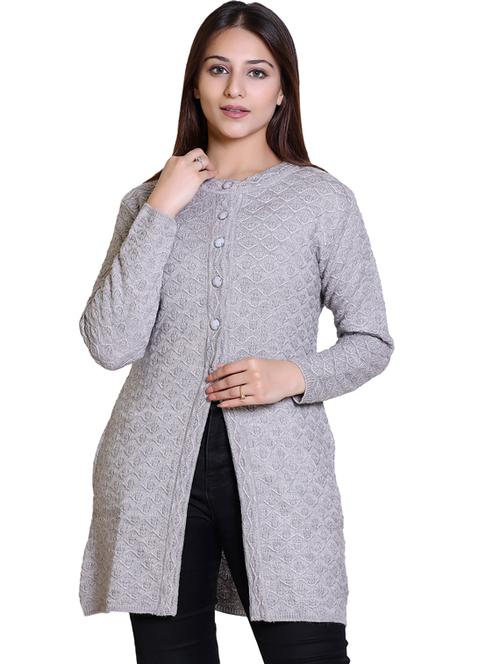 grey wool blend cardigan - 20021692 - Very Small Image - 1