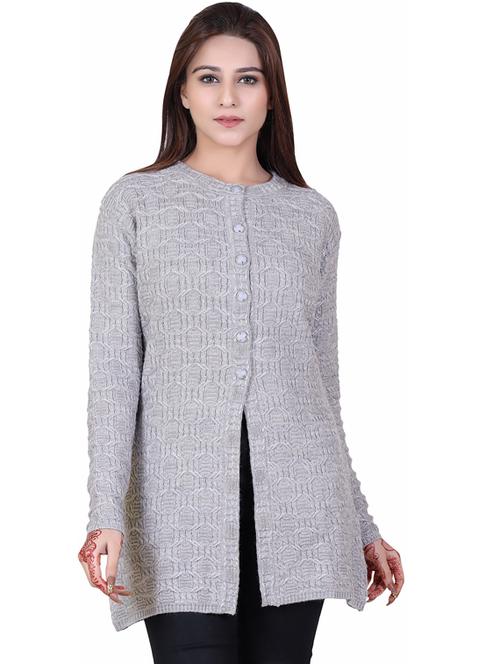 grey acrylic blend cardigan - 20021701 - Very Small Image - 1