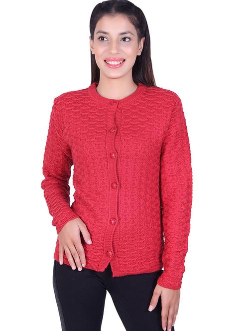 red acrylic blend cardigan - 20021712 - Very Small Image - 1