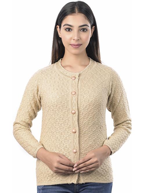 round neck self design cardigan - 20021734 - Very Small Image - 1