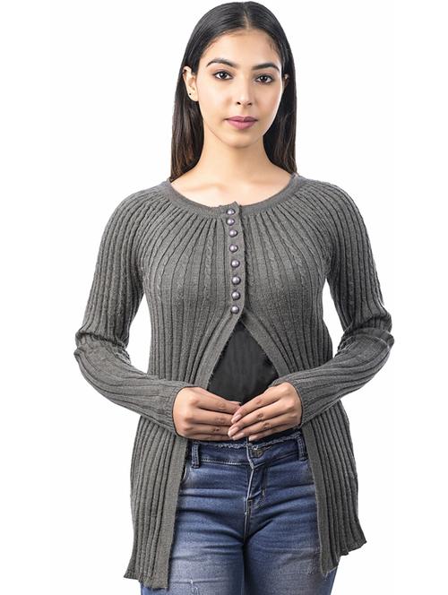 grey acrylic blend shrug - 20021774 - Very Small Image - 1