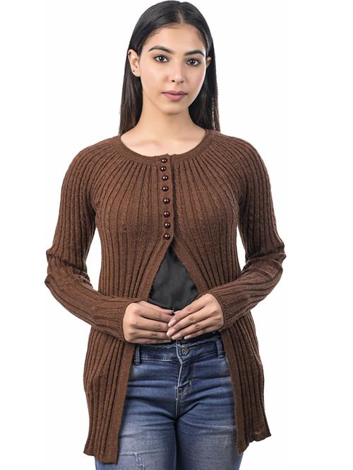 brown acrylic blend shrug - 20021779 - Very Small Image - 1