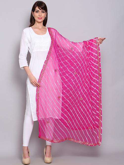 magenta poly chiffon dupatta - 20022460 - Very Small Image - 1