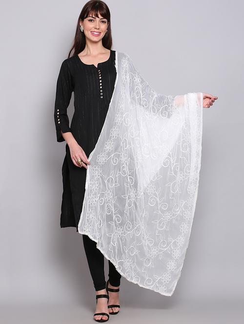 white poly chiffon dupatta - 20022467 - Very Small Image - 1