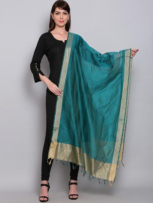 teal green zari work dupatta - 20022490 - Very Small Image - 1