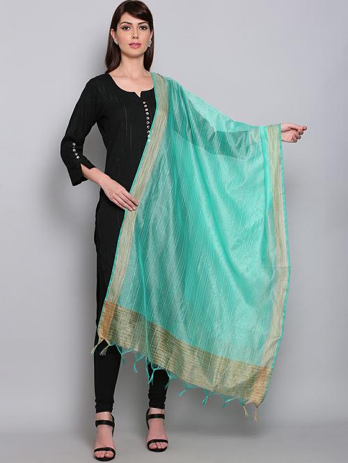 sea green zari work dupatta - 20022496 - Very Small Image - 1