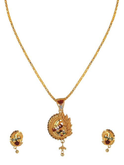 gold brass earrings necklace and earring - 20022560 - Very Small Image - 1