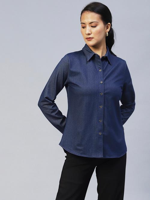 blue cotton denim shirt - 20022821 - Very Small Image - 1