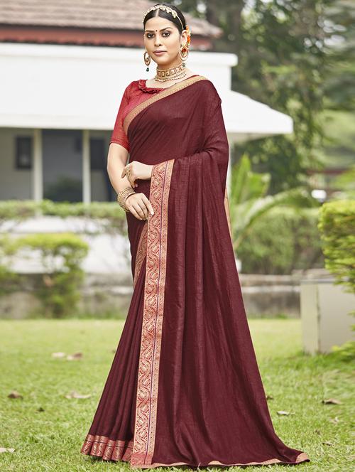 women's bordered royal blue colored saree with blouse - 20023030 - Very Small Image - 1