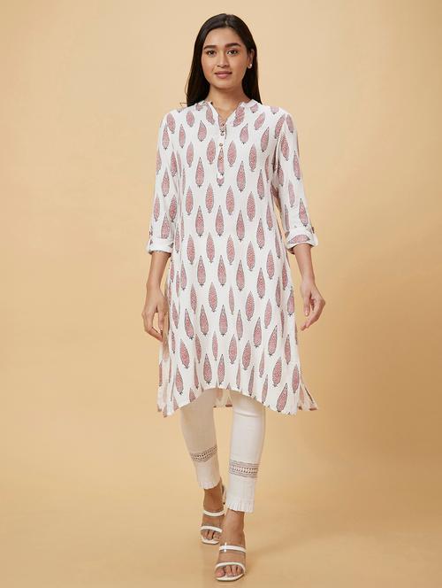 offwhite viscose straight kurta - 20023091 - Very Small Image - 1