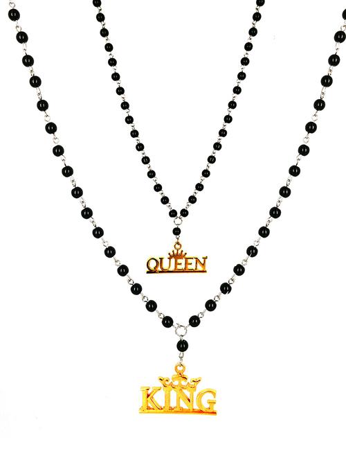 pack of 2 gold king & queen necklace combo - 20023315 - Very Small Image - 1