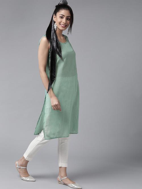 juniper women sage green georgette printed high-low tunic - 20023452 - Very Small Image - 1