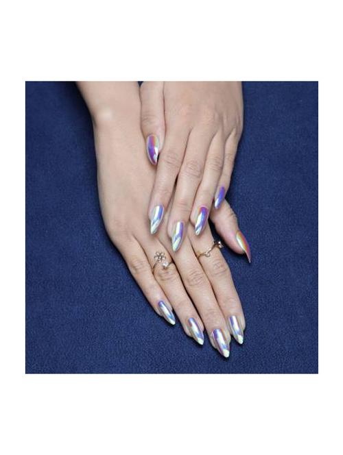 lick - press on nails 14 pcs chromatic almond shaped reusable artificial/false/fake nail extension purple chromatic (pack of 14) - 20023532 - Very Small Image - 1
