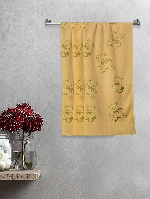 fabinaliv set of 3 yellow cartoon print cotton kids bath towels (110x56 cm) - 20023655 - Very Small Image - 1