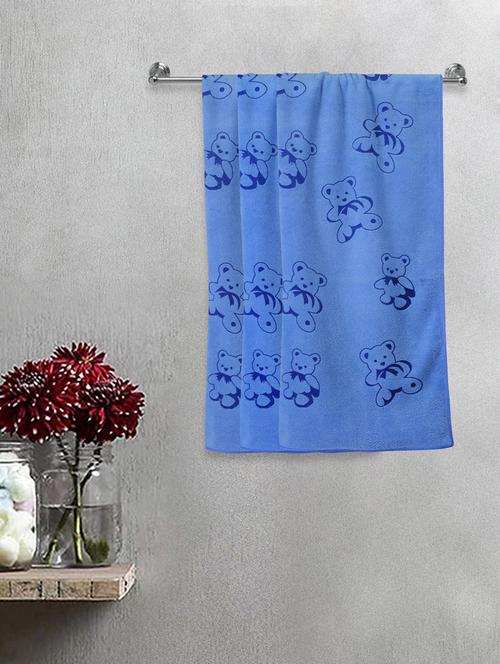 fabinaliv set of 3 blue cartoon print cotton kids bath towels (110x56 cm) - 20023656 - Very Small Image - 1