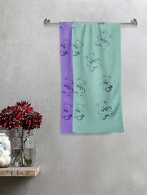 fabinaliv set of 2 multicolor cartoon print cotton kids bath towels (110x56 cm) - 20023659 - Very Small Image - 1