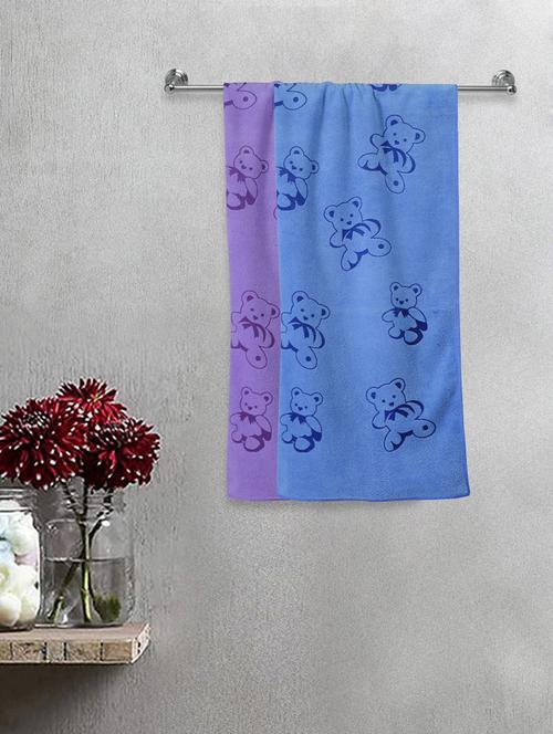fabinaliv set of 2 multicolor cartoon print cotton kids bath towels (110x56 cm) - 20023662 - Very Small Image - 1