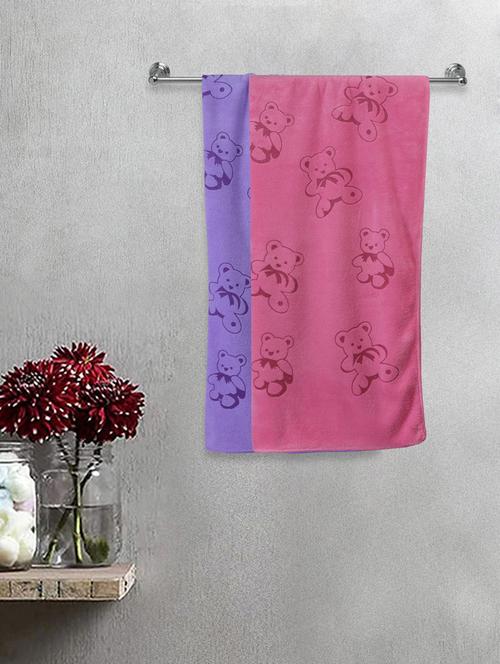 fabinaliv set of 2 multicolor cartoon print cotton kids bath towels (110x56 cm) - 20023663 - Very Small Image - 1