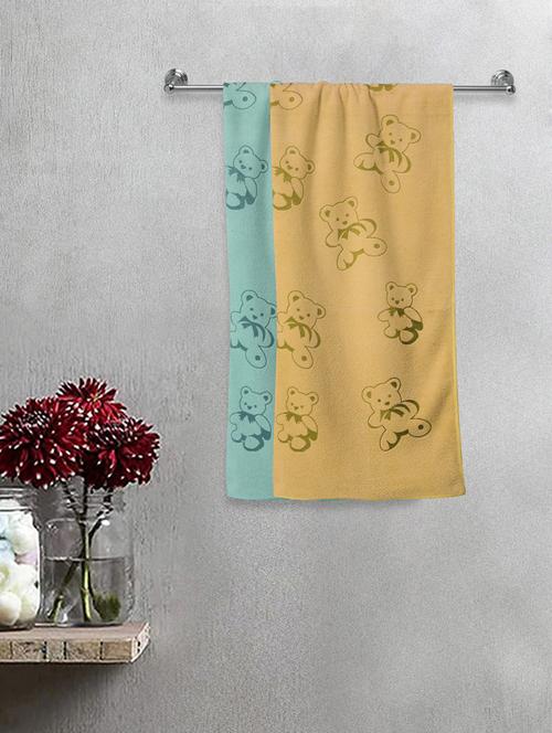 fabinaliv set of 2 multicolor cartoon print cotton kids bath towels (110x56 cm) - 20023665 - Very Small Image - 1