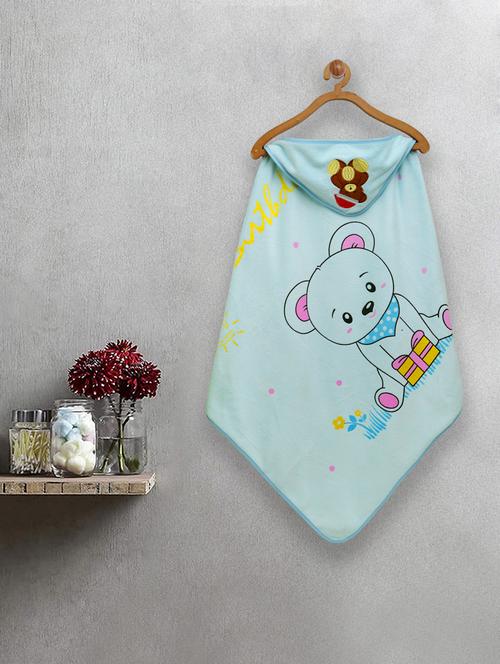 fabinaliv infant blue cartoon print cotton hooded bath towel (70x70 cm) - 20023769 - Very Small Image - 1