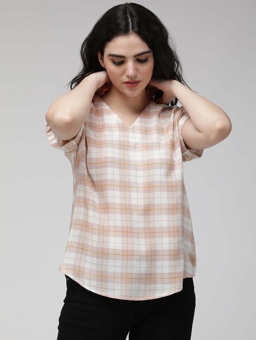 cream rayon regular top - 20023774 - Very Small Image - 1