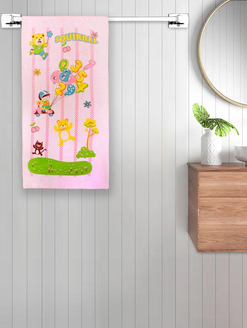 fabinaliv pink cartoon print cotton kids bath towel (110x60 cm) - 20023781 - Very Small Image - 1